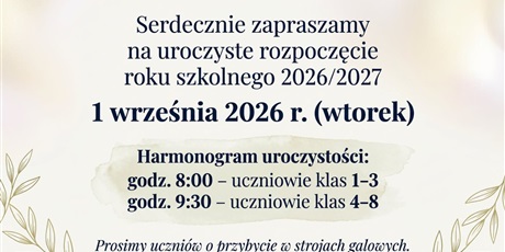 Rozpoczęcie roku szkolnego 2026/2027